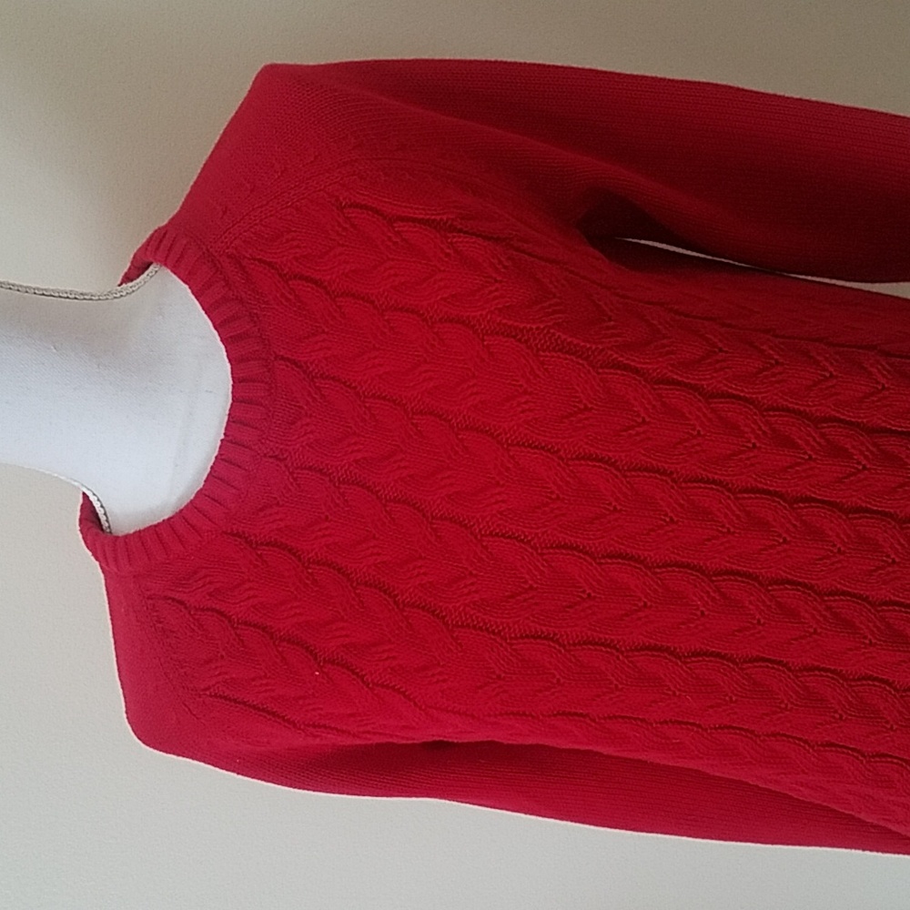 Lands End Drifter Cotton Sweater Red Size Medium